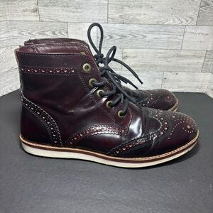 Crevo‎ Boardwalk Leather Boots Men’s Size 9.5 Wingtip Bordo BROWN MADE IN INDIA